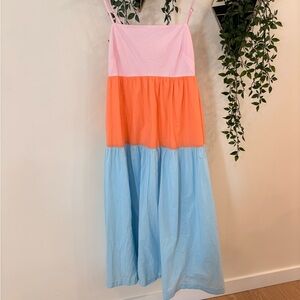 Ladies J crew summer dress  - Pink, Orange, and Blue